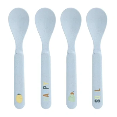 Afbeelding van LÄSSIG Lepelset voor kinderen (4 delig) kinderbestek zonder melamine, BPA vrij, vaatwasser en magnetron/lepelset Happy Fruits citroen
