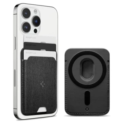 Afbeelding van Spigen Urban Fit MagFit Magnetische kaarthouder, ontworpen voor MagSafe, compatibel met iPhone 16/15/14/13/12 Magsafe Wallet modellen, zwart