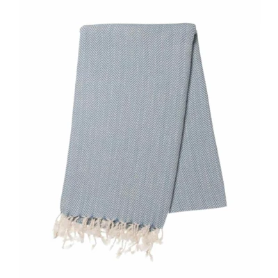 Afbeelding van Hamamdoek ZigZag Air Blue 220x170cm 180x100cm Strandlaken Saunadoek Saunalaken Omslagdoek Stranddoek Reishanddoek Plaid Zwem Handdoek Sneldrogende Handdoeken