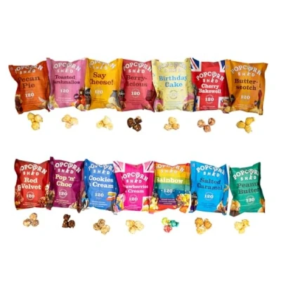Afbeelding van Popcorn Shed 14 stuks popcornproeverij, glutenvrije en vegetarische snacks
