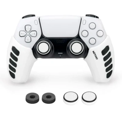 Afbeelding van NiTHO Gaming Kit Compatible avec la Manette PS5, 2 Poignées en Silicone Souple Anti transpiration, Jeu de Boutons Contrôle pour le Jeu, d&#039;Amélioration des Mini Manches Précision (Blanc)