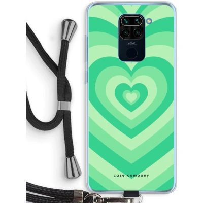 Afbeelding van Case Company® hoesje met Koord geschikt voor Xiaomi Redmi Note 9 Hart Groen Telefoonhoesje Zwart Bescherming aan alle Kanten en Over de Schermrand