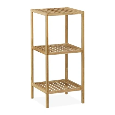 Afbeelding van badkamerrek staand 3 planken 80x35,5x35,5 cm notenhout