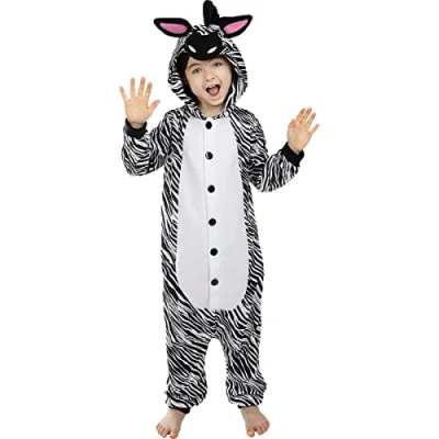 Afbeelding van FUNIDELIA Zebra onesie kostuum voor kinderen 107 113 cm