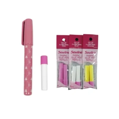 Afbeelding van Sewline Riolis Oplosbare Textiellijm + navulverpakking Blauw, Geel en Roze