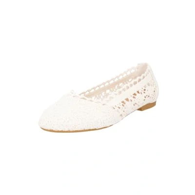 Afbeelding van Elara Chunkyrayan Ballerina&#039;s voor dames, met kant, Wit