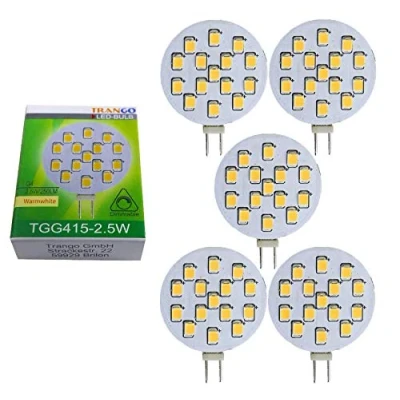 Afbeelding van Trango Set van 5 G4 G415 LED lampen 2,5 x voor het vervangen MR16 halogeenlampen, AC/DC 12 V W, 250 lm, 3000 K, warmwit, meubels, kast, plafondlamp