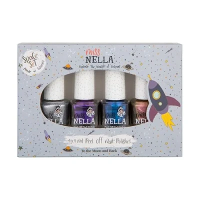Afbeelding van Miss Nella Set van 4 magische nagellak Safari glitter roze, rood, paars en blauw afpelbare speciaal voor kinderen formule niet giftig op waterbasis