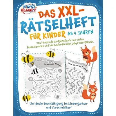 Afbeelding van Das XXL Rätselheft für Kinder ab 4 Jahren: fördernde A4 Rätselbuch mit fantasievollen und herausfordernden Labyrinth Rätseln. Die ideale Beschäftigung im Kindergarten Vorschulalter!
