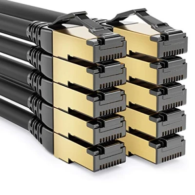 Afbeelding van deleyCON 10 x 1 m patchkabel CAT8.1 netwerkkabel S/FTP PIMF 2000 MHz 40 Gbit RJ45 LAN DSL kabel CAT.8 Ethernet zwart