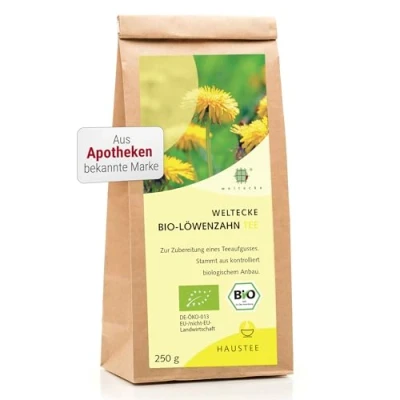 Afbeelding van Weltecke Biologische paardenbloemthee 250 g Made in Germany en vers gebotteld Kruidige kruidenthee met bittere zoete noot Gedroogd, gesneden natuurlijk gelaten paardenbloem