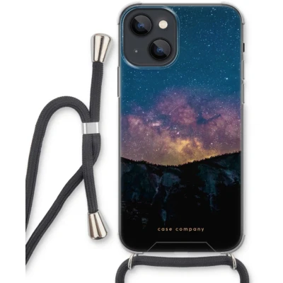 Afbeelding van Case Company® hoesje met Koord geschikt voor iPhone 13 mini Travel to space Telefoonhoesje Zwart Extra Bescherming aan alle Kanten en Over de Schermrand