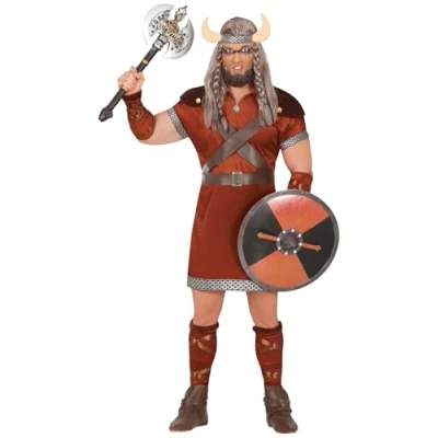 Afbeelding van Guirca Piraat &amp; Viking Kostuum Norse Noorse Hakon Man Bruin Maat 48 50 Carnavalskleding Verkleedkleding