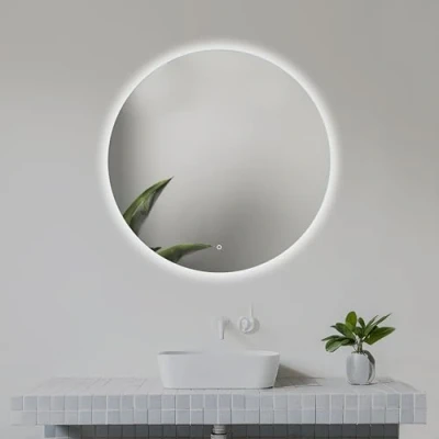 Afbeelding van Venti 60 cm ronde badkamerspiegel met ledverlichting, led aanraakschakelaar, spiegel natuurlijk wit, achtergrondverlichting