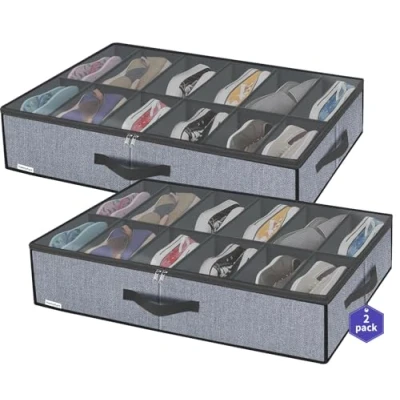 Afbeelding van Opbergkist voor schoenen onder het bed met doorzichtig deksel, sterke opbergdoos 12 vakken