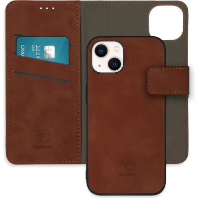 Afbeelding van iMoshion Hoesje Geschikt voor iPhone 13 Met Pasjeshouder Uitneembare 2 in 1 Luxe Bookcase Bruin