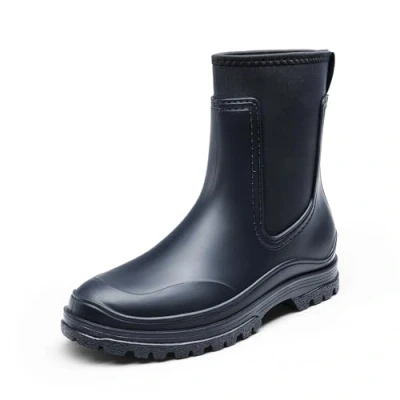 Afbeelding van DREAM PAIRS Bottes en caoutchouc Pour femme Imperméables l&#039;extérieur et la randonnée Chelsea confortables, PVC bleu marine, 39.5 EU