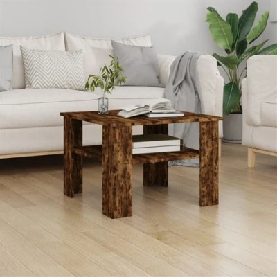 Afbeelding van Salontafel 60x60x42 cm bewerkt hout gerookt eikenkleurig