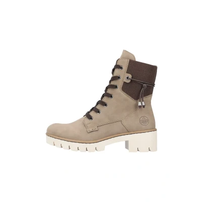 Afbeelding van Rieker Veterboots, Dames, Maat: 37, Beige Hoogwaardig imitatieleer