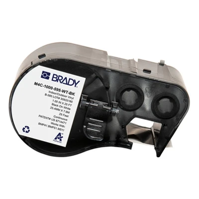 Image de Brady M4C 1000 595 WT BK ruban vinyle 25,4 mm x 7,62 m (d&#039;origine) noir sur blanc