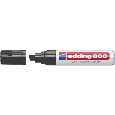 Image de edding 800 Marqueur permanent noir 1 stylo pointe biseautée 4 12 mm pour des marquages larges sèche vite, résiste à l&#039;eau et aux frottements carton, plastique, bois, métal, verre