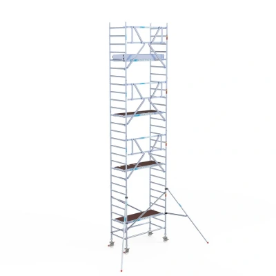 Afbeelding van Professionele aluminium gevelvrije rolsteiger 0.90x1.90x9.2m werkhoogte carbon vloer + enkele voorloopleuning