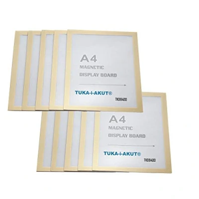 Afbeelding van TUKA i AKUT TKD8400 A4 10 x magnetisch displayframe, zelfklevend voor tekens, informatiekader, magneetsluiting, posterhouder, zak met kleuren goud,