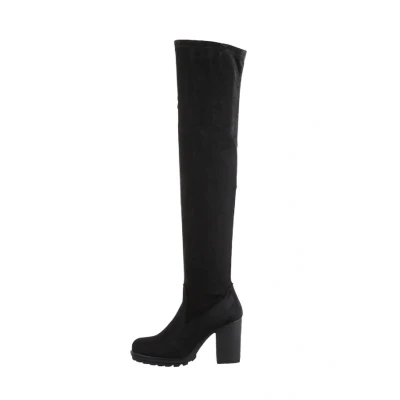 Afbeelding van Elara Overknee laarzen, Dames, Maat: 37, Schwarz Kunststof