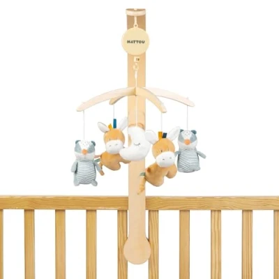 Afbeelding van Nattou Felix &amp; Leo Muziekmobiel one size Donker warm beige