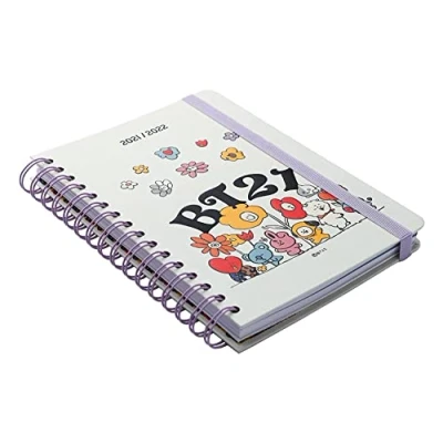Afbeelding van Grupo Erik Schoolagenda 2021 2022 BT21 A5 weekkalender van augustus tot juli Spiraalplanner 14,8 x 21 cm Voor de middelbare school, studentenagenda