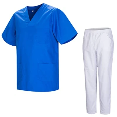 Image de MISEMIYA Uniforme sanitaire unisexe Uniformes sanitaires médicaux avec pantalon blanc 817 8312 BLANC, Bleu roi, XXL