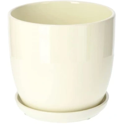 Afbeelding van KOTARBAU® Keramische plantenpot Ø 20 cm met lekbak beige
