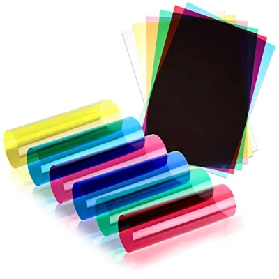 Afbeelding van A4 Acetaat vellen transparante kunststof lichtfilter leeshulp rood geel blauw roze groen transparant dikte 100 micron