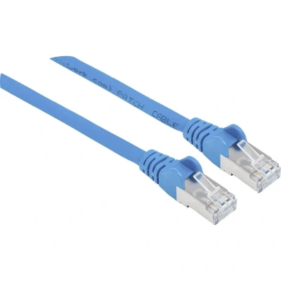 Afbeelding van Intellinet 350761 RJ45 Netwerkkabel, patchkabel CAT 6A S/FTP 3.00 m Blauw Folie afscherming, Afscherming gevlochten, Halogeenvrij 1 stuk(s)