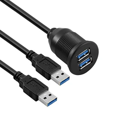 Afbeelding van baolongking Dual USB 3.0 kabel en stopcontacten voor dashboard auto, boot, motorfiets, 1 meter