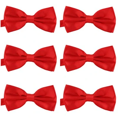 Afbeelding van 6 delige set DonDon heren vlinderdas 12 x cm gestrikt en in lengte verstelbaar, Rood, One Size