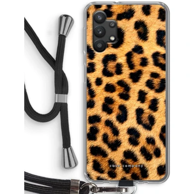 Afbeelding van Case Company® hoesje met Koord geschikt voor Samsung Galaxy A32 5G Luipaard Telefoonhoesje Zwart Bescherming aan alle Kanten en Over de Schermrand