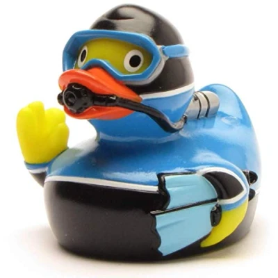 Afbeelding van Duckshop, Onderwaterbadeend lengte 8 cm inclusief sleutelhanger in de set