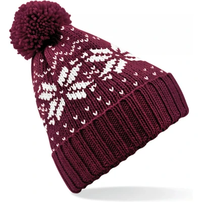 Afbeelding van Beechfield Muts Snowstar jacquard B456 Burgundy / White