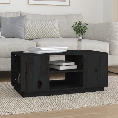 Afbeelding van Salontafel 90x49x40,5 cm massief grenenhout zwart
