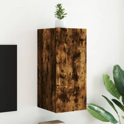 Afbeelding van Tv wandmeubel met LED verlichting 30,5x35x70 cm gerookt eiken