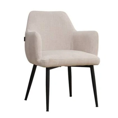 Afbeelding van Bronx71 Scandinavische eetkamerstoel Lars beige gerecyclede stof