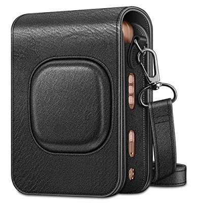 Afbeelding van Fintie Fujifilm Instax Mini LiPlay Hybrid Instant Camera beschermhoes, premium beschermhoes met afneembare riem, vintage zwart