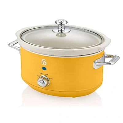 Image de Retro Mijoteuse 35L Poêle Amovible en Céramique Antiadhésive Vintage SWAN SF17021YELNEU 200 Jaune