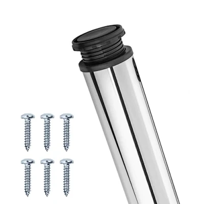 Afbeelding van Gedotec tafelpoot van gepolijst verchroomd metaal, Eco D 60 mm, extreem stabiel, 1 in hoogte verstelbaar 710 mm + 30 met bevestigingsmateriaal, tafelpoten