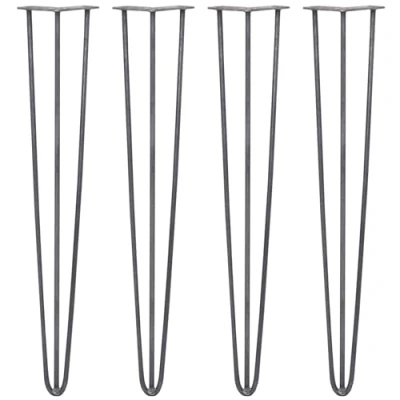Afbeelding van 4 x Tafelpoten pinpoten Lengte: 71cm 3 pin 10m Ruw Staal SkiSki Legs ™ Retro hairpin