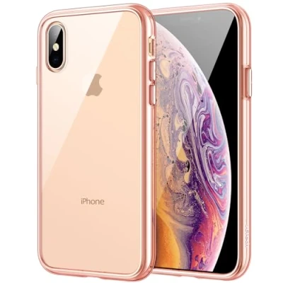 Afbeelding van JETech Hoesje voor iPhone Xs Max 6,5 Inch, Schokabsorberende Transparante Bumper Case, Anti Krasvrije Doorzichtig Achterkant (Roségoud)