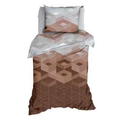 Afbeelding van Satin d&#039;Or Kiton Dekbedovertrek Eenpersoons 140x200/220 cm Grijs/Mokka