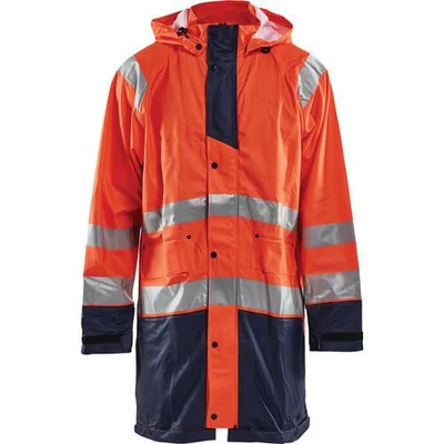 Image de Veste de pluie haute visibilité niveau 1 orange fluorescent/marine