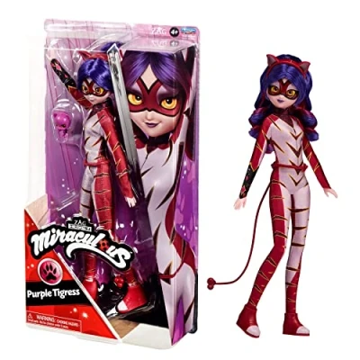 Afbeelding van BANDAI Miraculous Ladybug en Zwarte Kat Toys Paarse Tijgerin Pop 26 cm met Accessoires Kwami Figuur Poppen